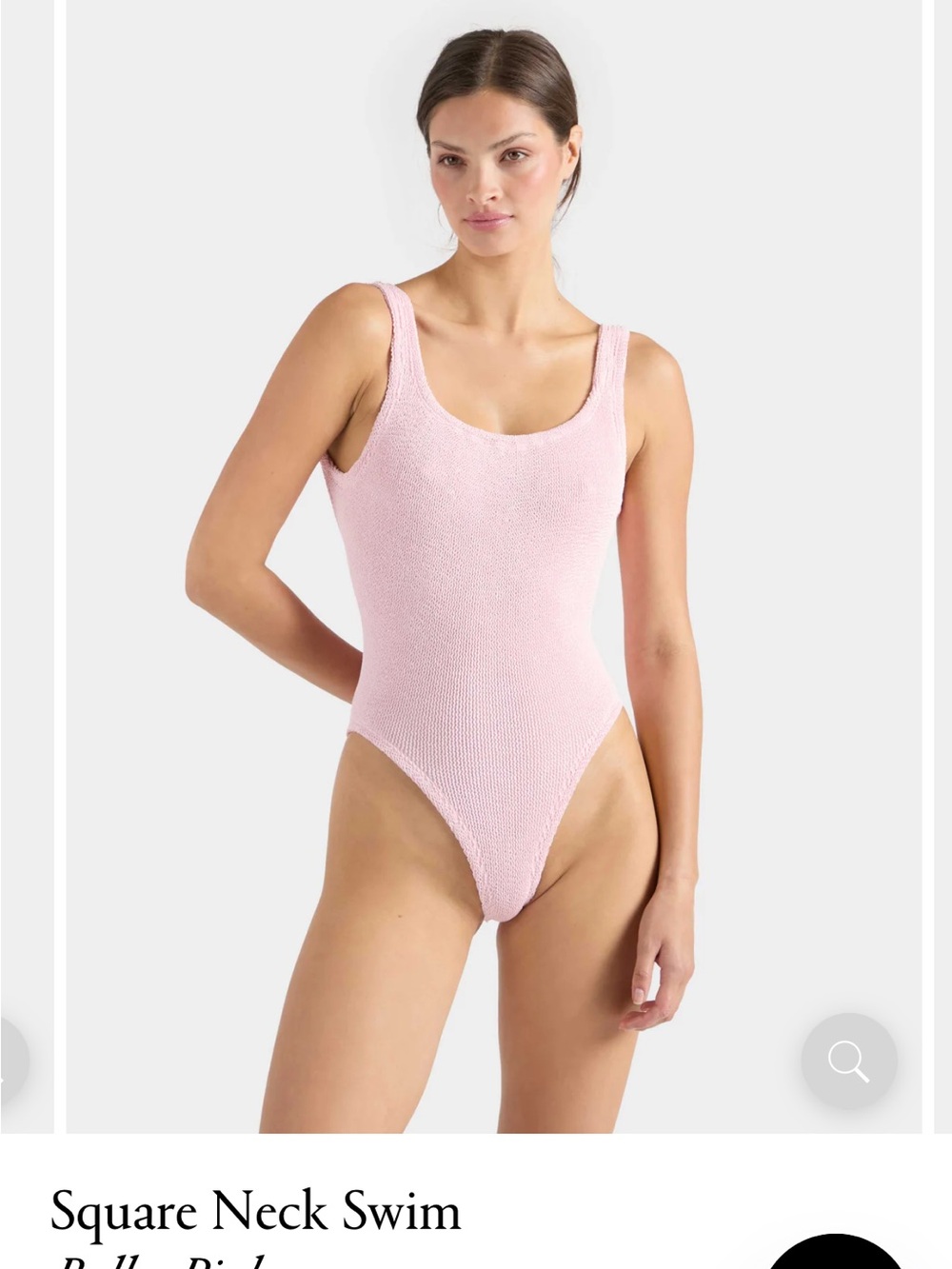 NWT Hunza G Pink Textured Square Neck One-Piece Swimsuit
